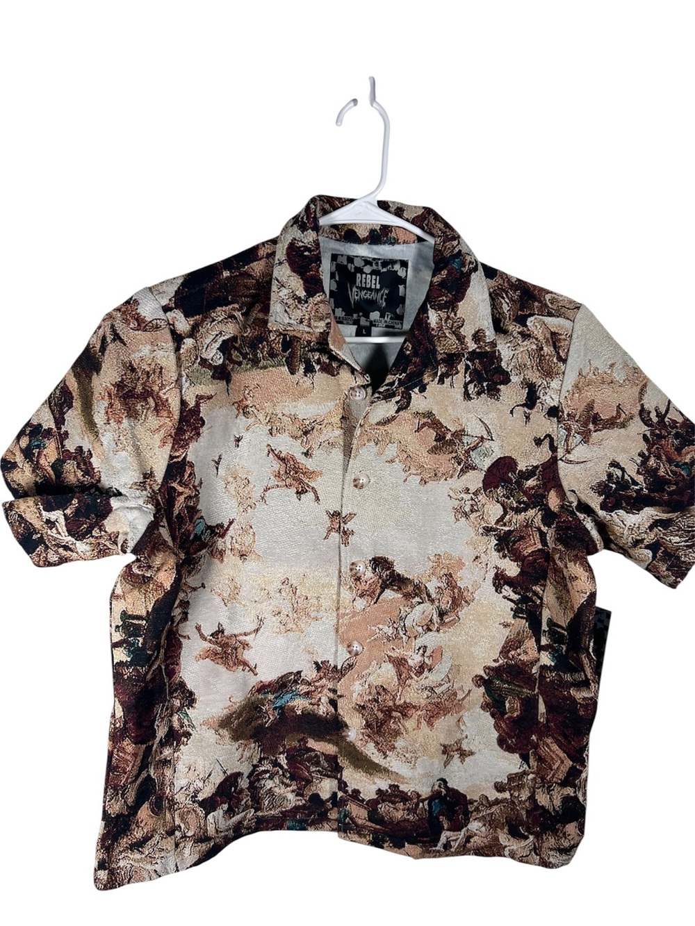 Rebel Vengeance Renaissance Art Print Tapestry Shacket Jacket Size L